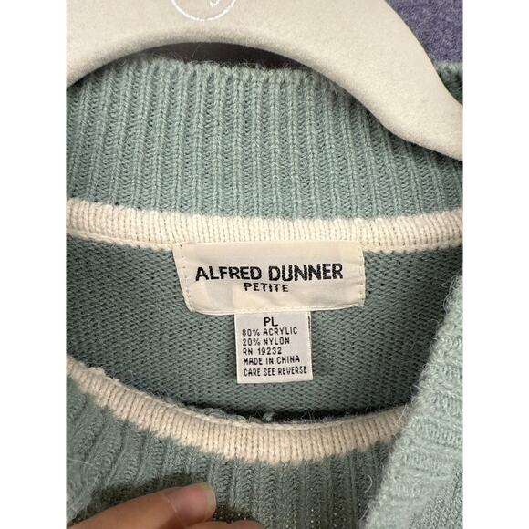 Alfred Dunner Sweater Floral Mint Harlequin Embroidery Petite Large Grandma - Picture 3 of 7